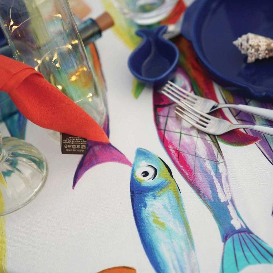 Poisson Bleu Linen Table Runner by Tessitura - Raia