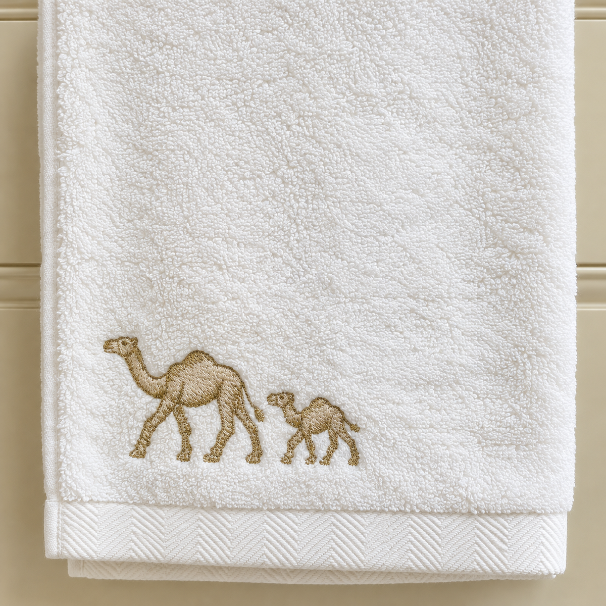 Embroidered Luxury 550 GSM Micro Cotton Towel - Camels