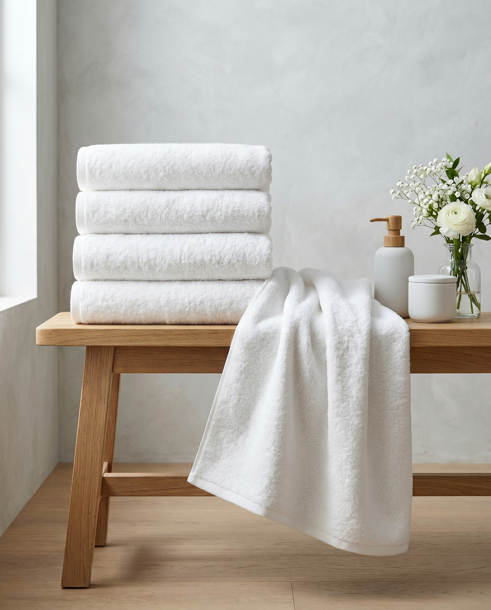White 700 GSM Organic Cotton Towels