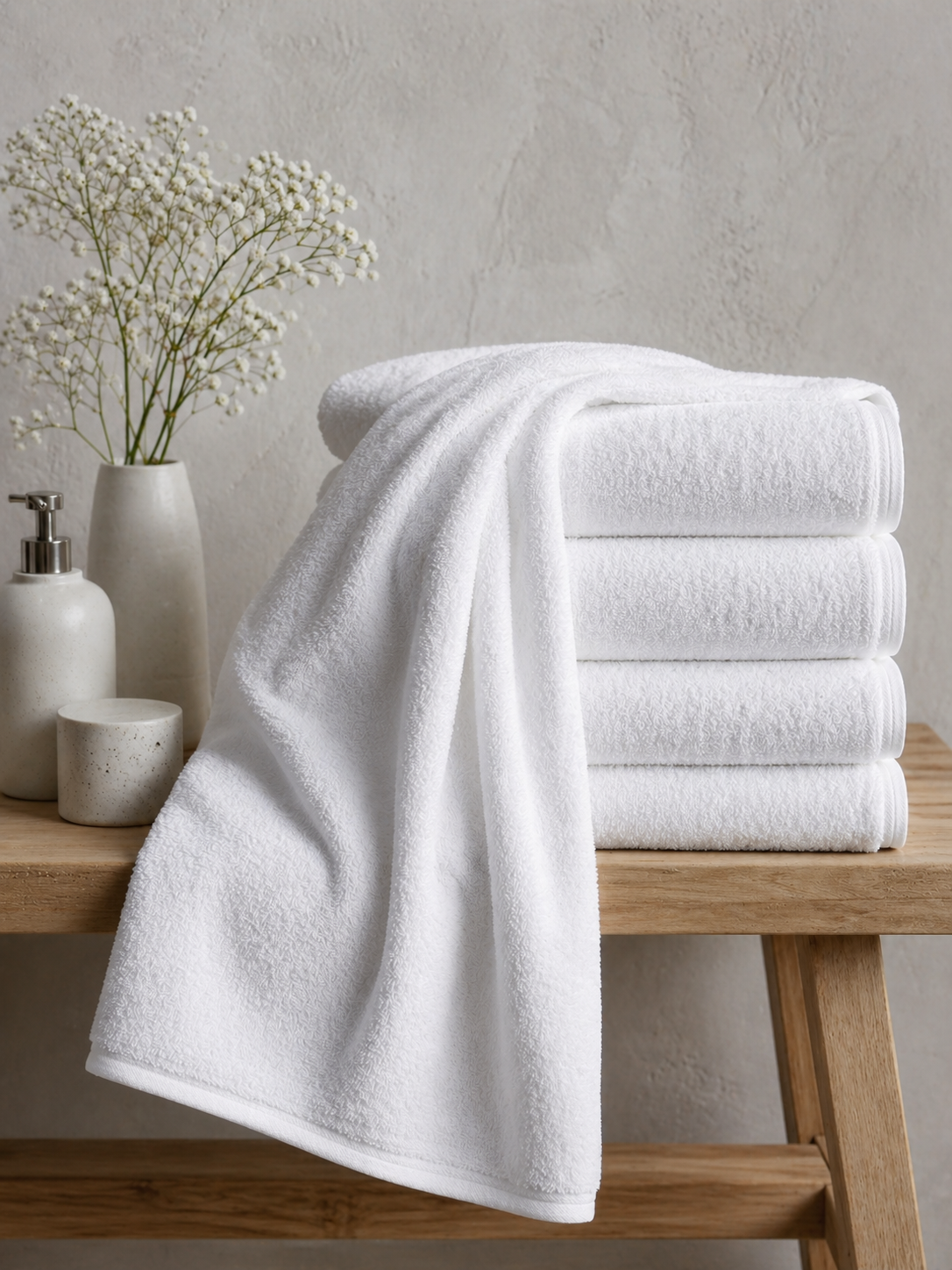 White 700 GSM Organic Cotton Towels