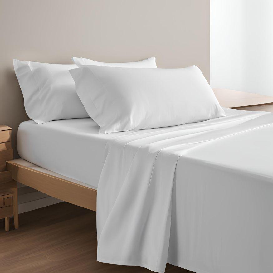 White 300 TC Organic Cotton Top & Flat Sheet - Raia