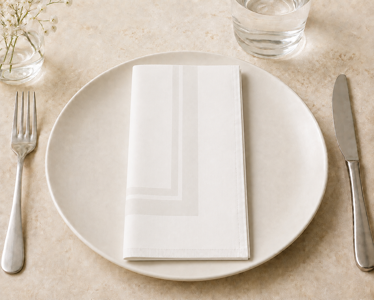 Ivory Double Satin Band Napkin, Croatia