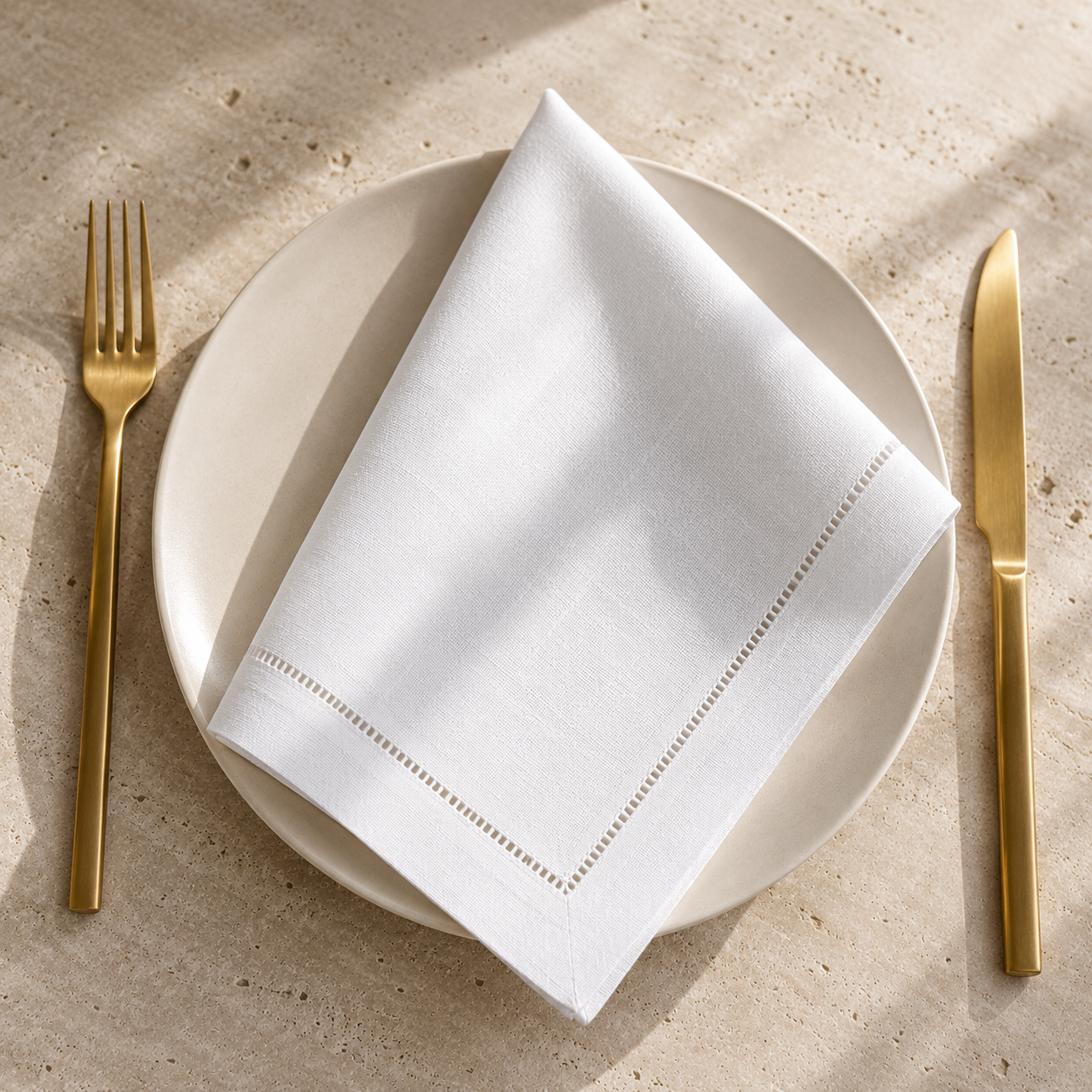 White Linen Napkin, Hand Embroidered, CL11