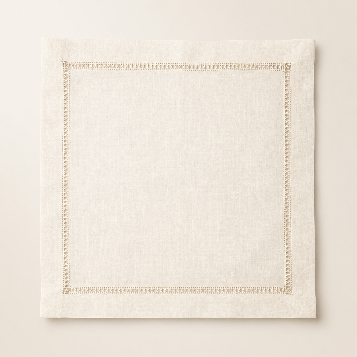 Ivory Linen Napkin, Hand Embroidered, CL14