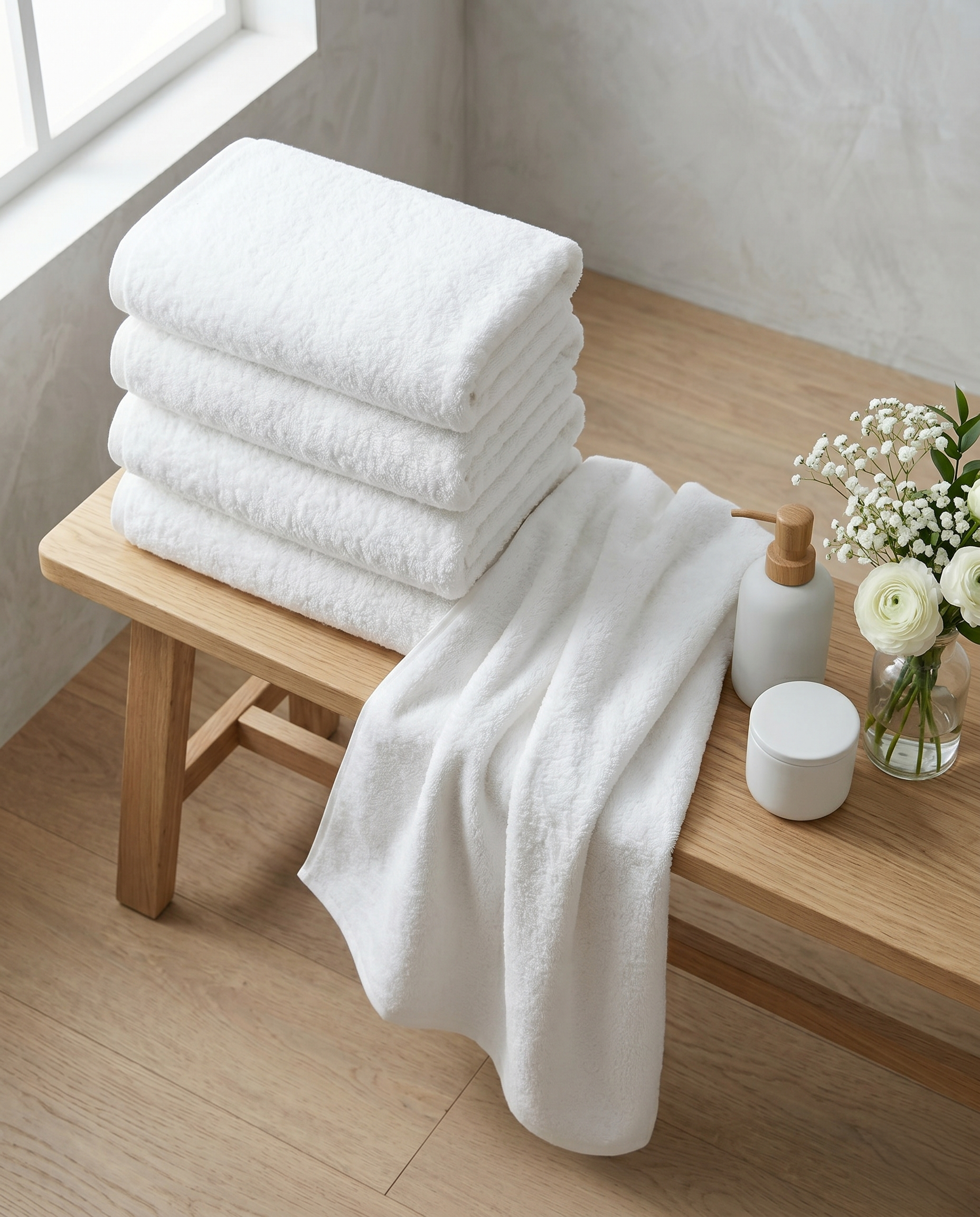 White 700 GSM Organic Cotton Towels