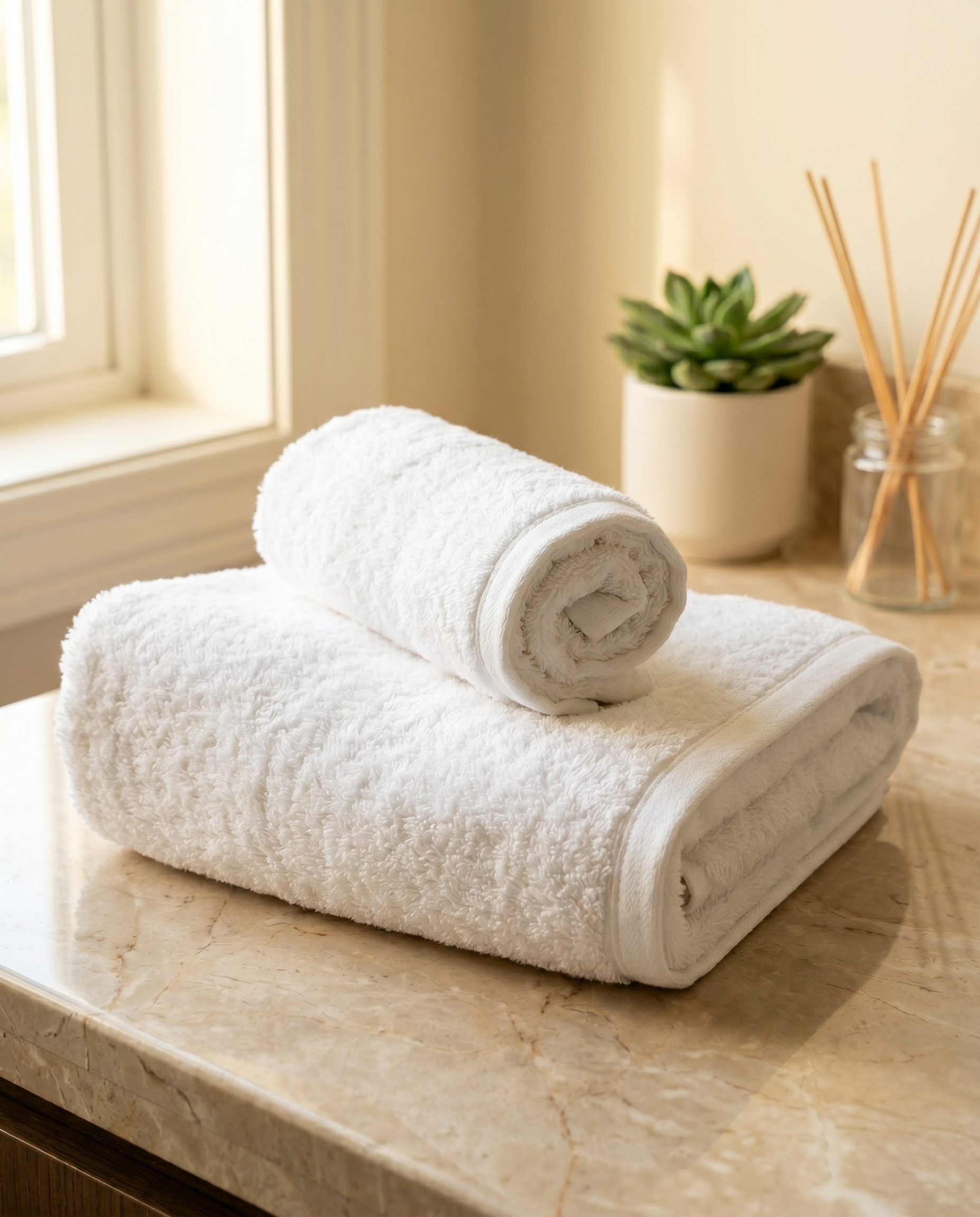 White 700 GSM Organic Cotton Towels