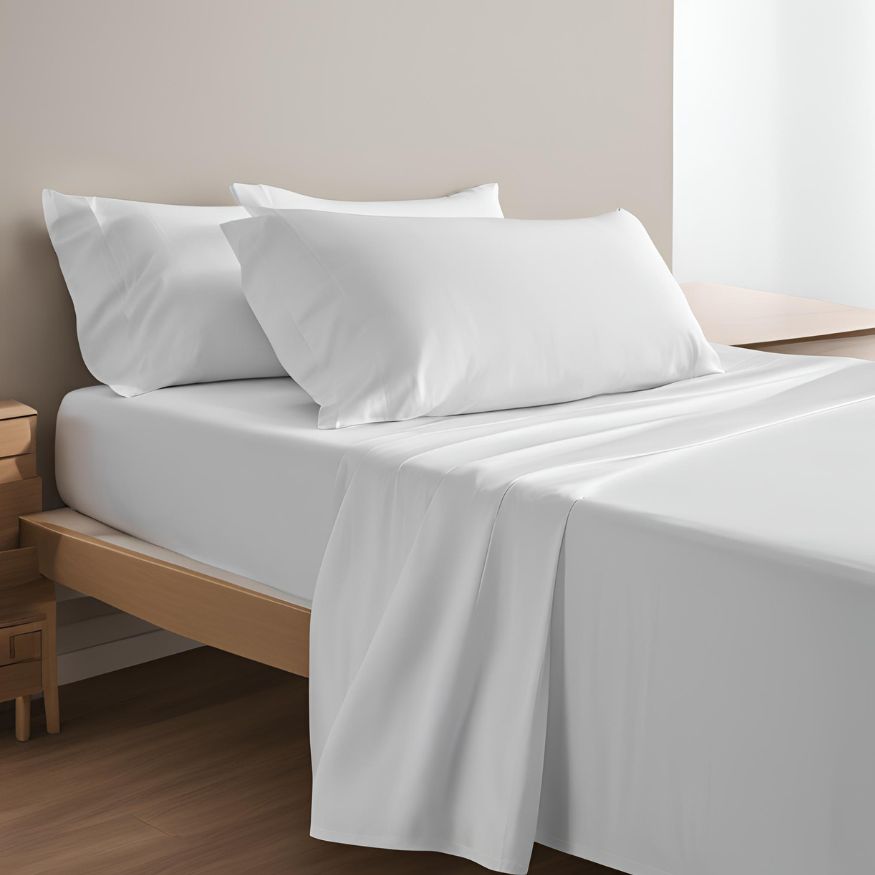 White 300 TC Organic Cotton Top & Flat Sheet