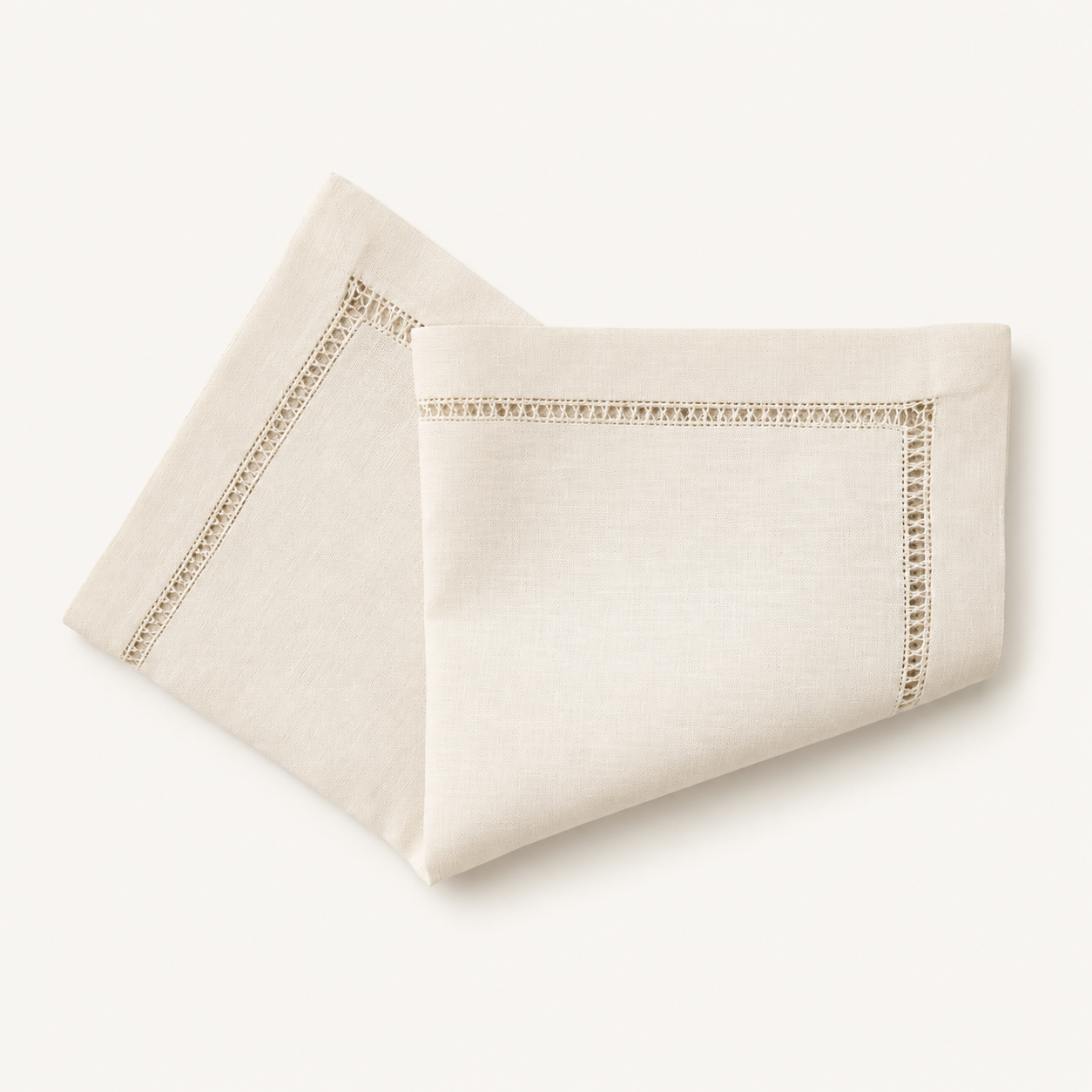 Ivory Linen Napkin, Hand Embroidered, CL14
