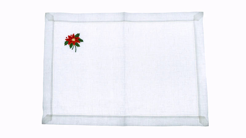 Poinsettia Linen Christmas Placemat Set | Decor | Christmas, Placemat | Raia