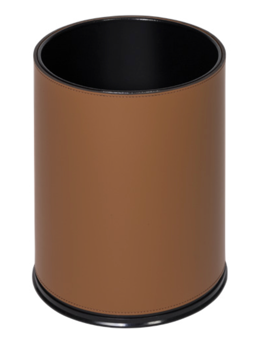 Giobagnara Leather Waste Basket with a Metal Insert