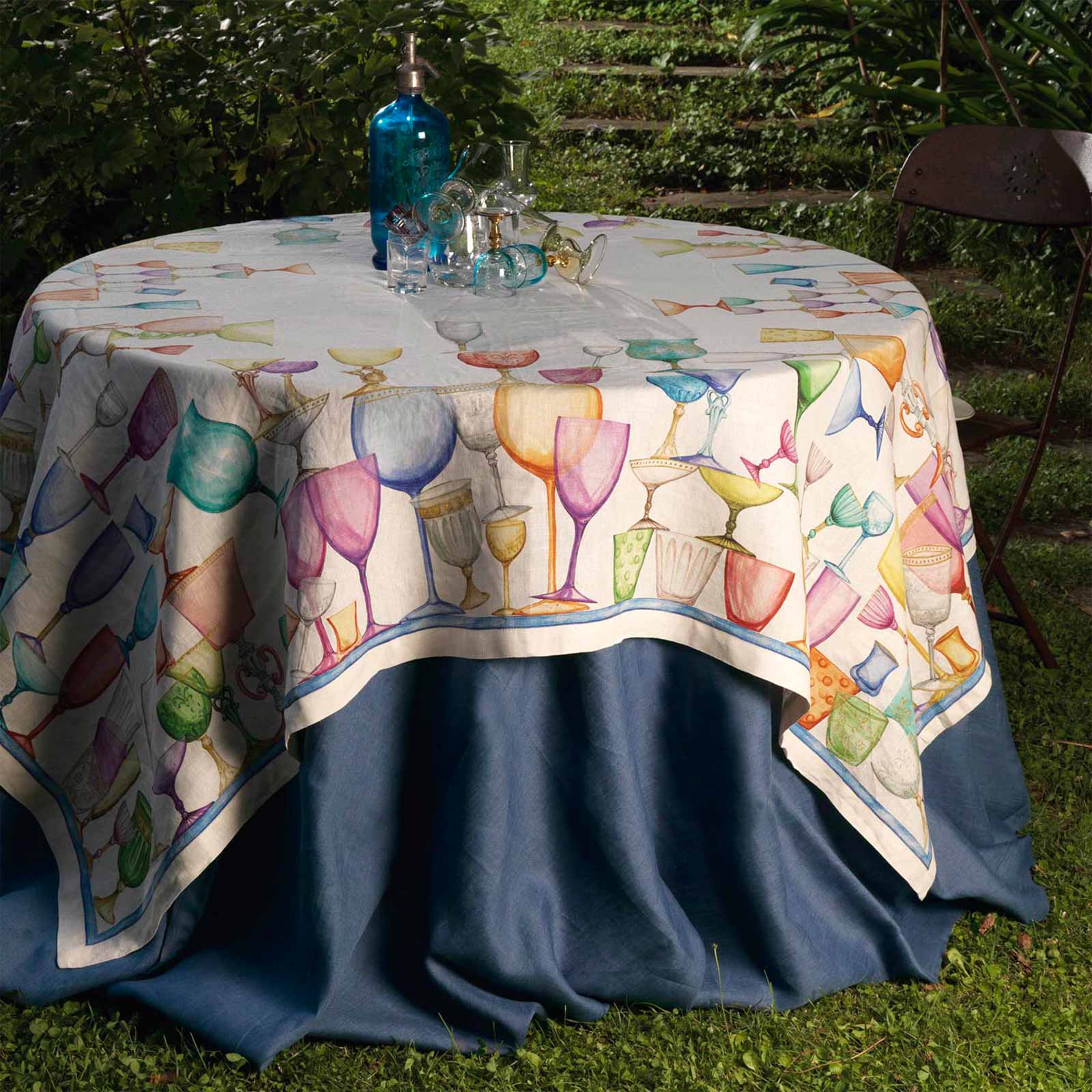 Crystal Printed Linen Tablecloth by Tessitura