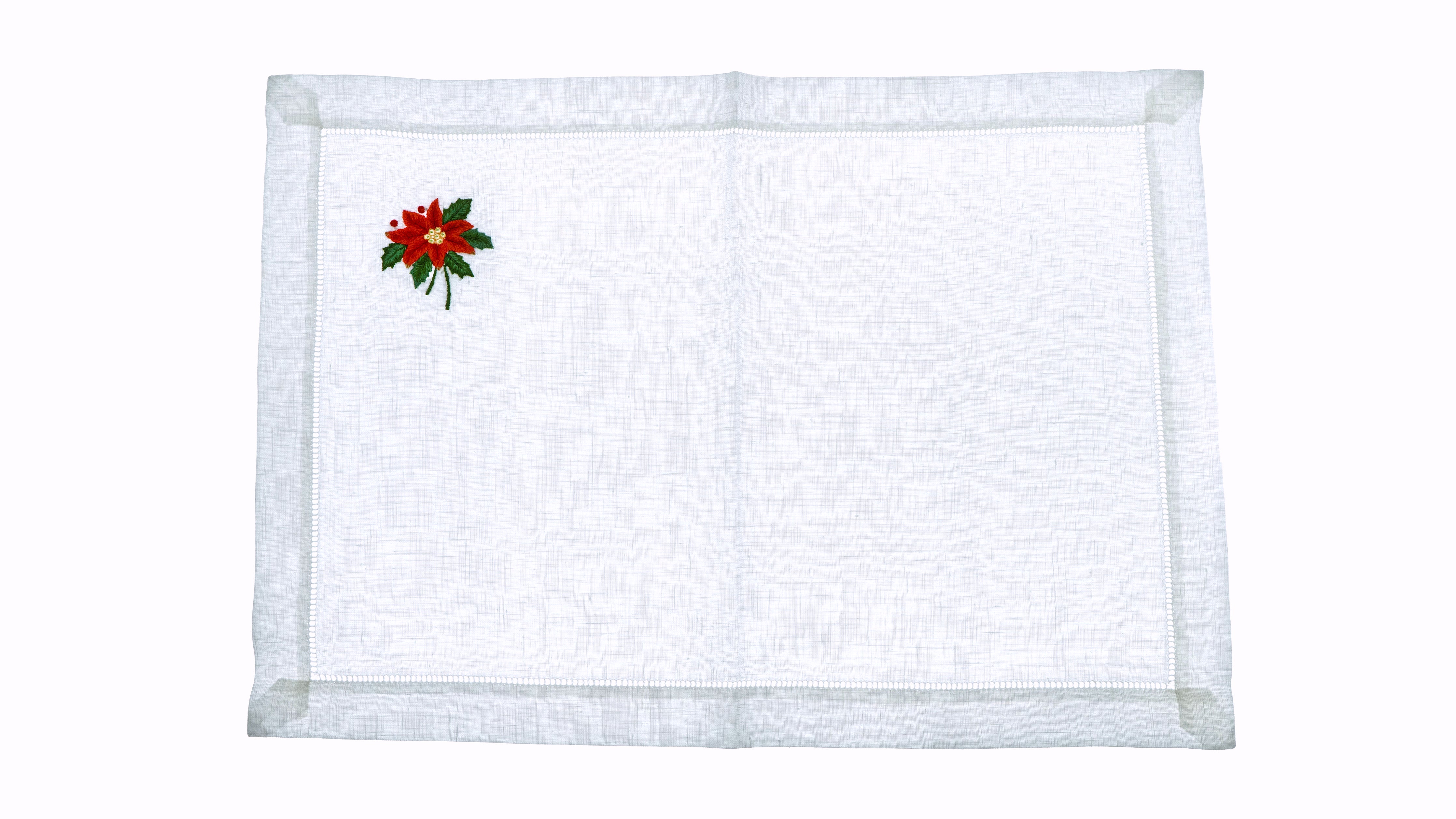 Poinsettia Linen Christmas Placemat Set